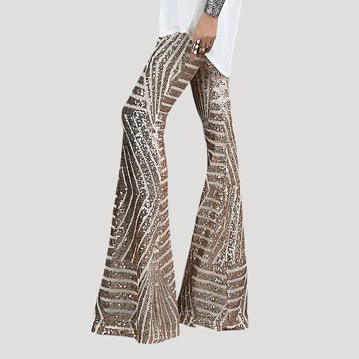 Women's Flare Pants Bell Bottom High Waisted Sequin Printed