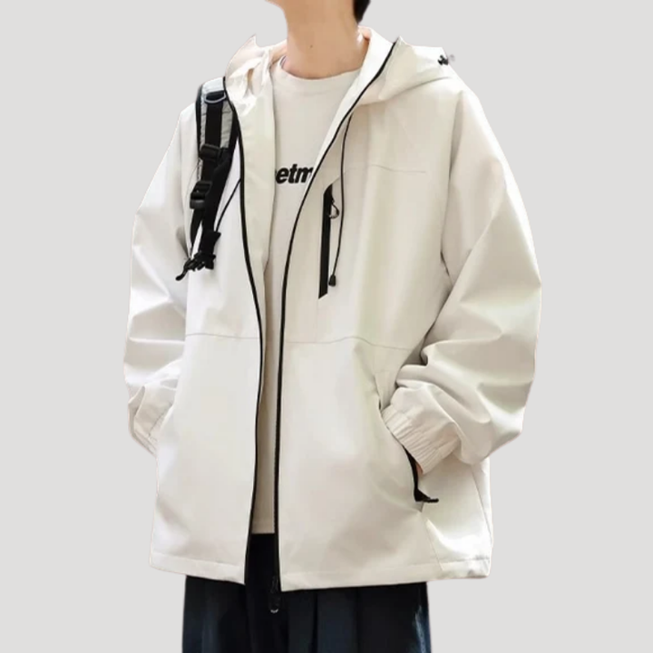 Men's Rain Jacket Hooded Windbreaker Zip Up Outdoor Hiking
