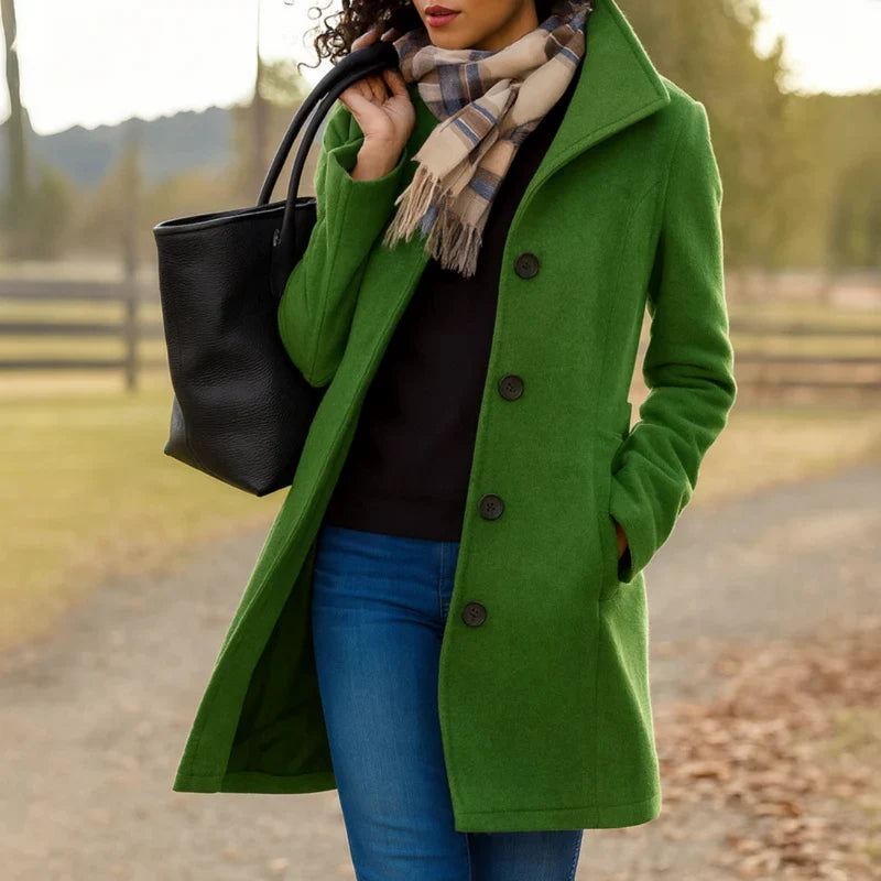 Wool Trench Coat with Button Front