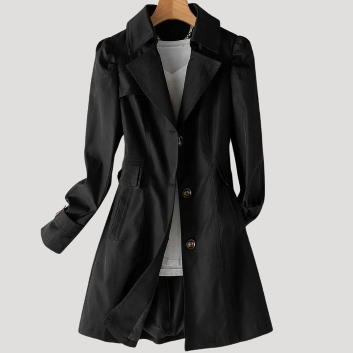Women's Blazer Trench Coat Long Sleeve Casual Lapel Button