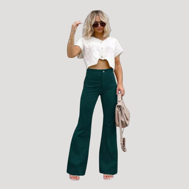 Women's Flare Pants High Waisted Wide Leg Corduroy