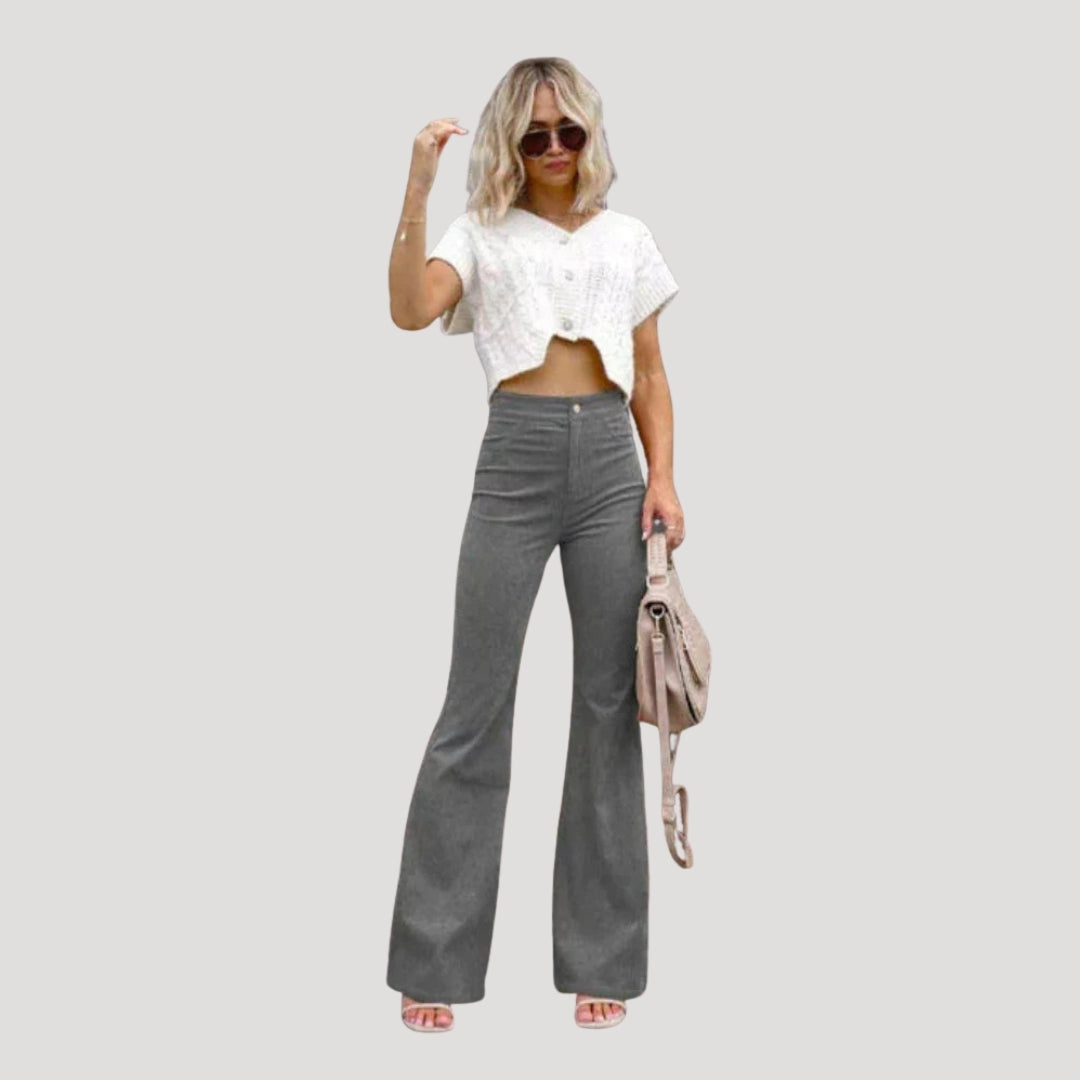 Women's Flare Pants High Waisted Wide Leg Corduroy