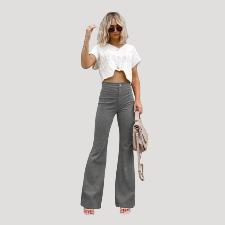 Women's Flare Pants High Waisted Wide Leg Corduroy