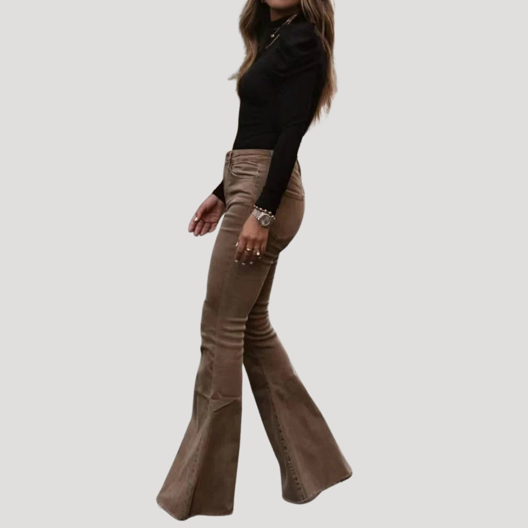 Women's Flare Pants High Waisted Wide Leg Corduroy