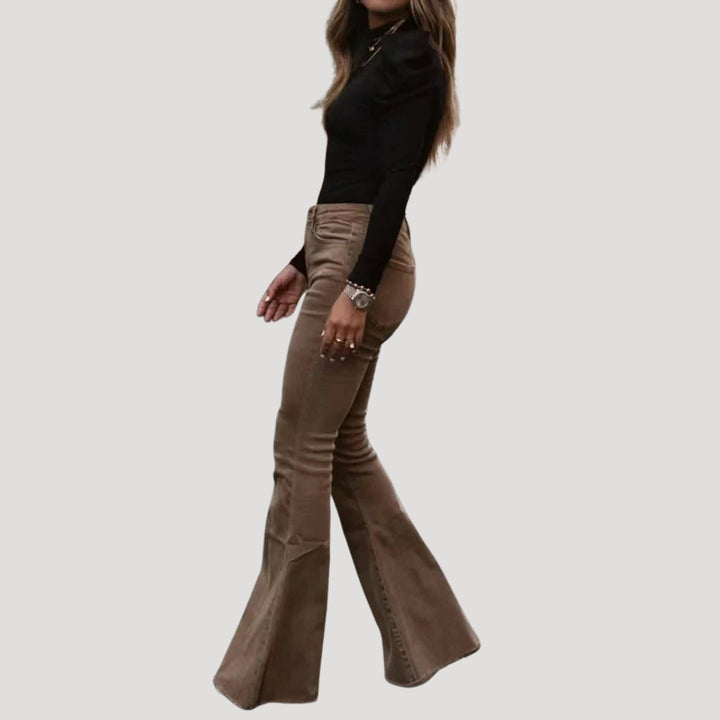 Women's Flare Pants High Waisted Wide Leg Corduroy