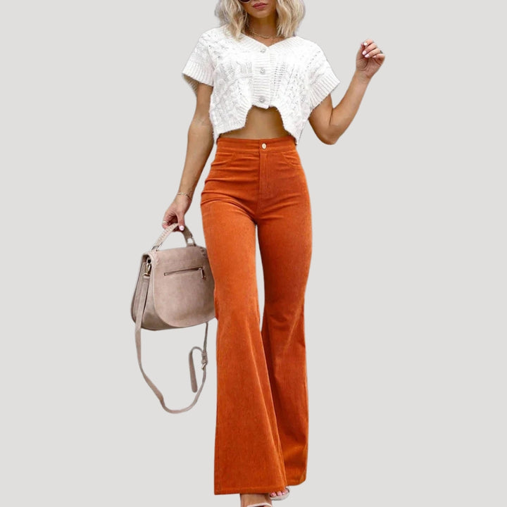 Women's Flare Pants High Waisted Wide Leg Corduroy