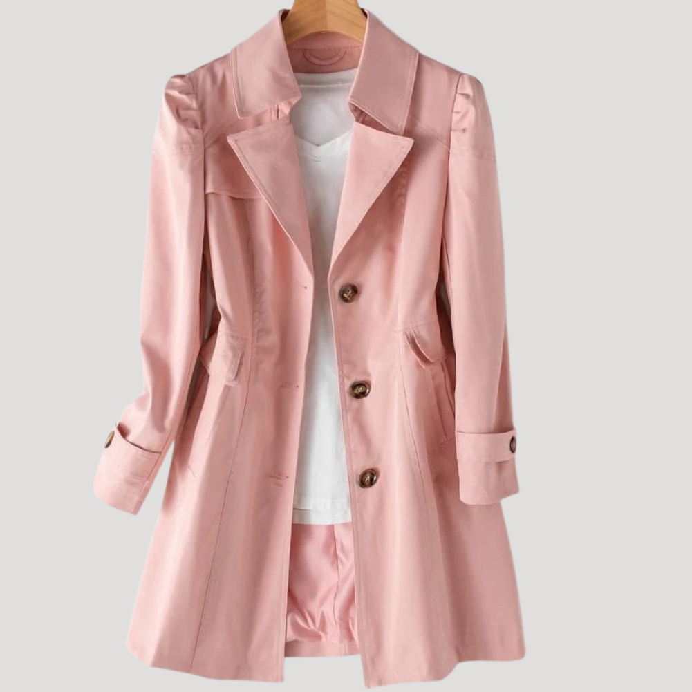 Women's Blazer Trench Coat Long Sleeve Casual Lapel Button