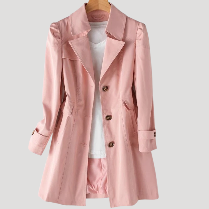 Women's Blazer Trench Coat Long Sleeve Casual Lapel Button