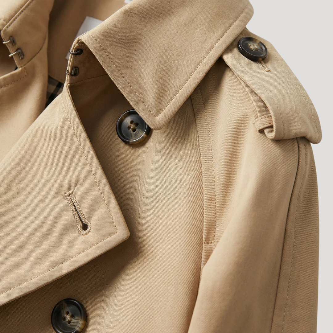 Men’s Trench Coat Double Breasted Belted Long Sleeve