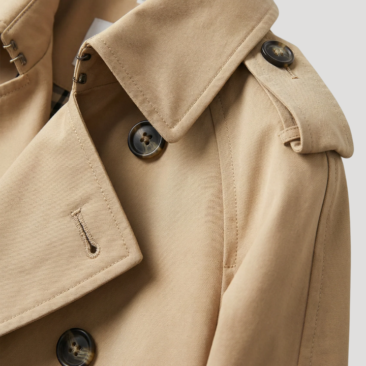 Men’s Trench Coat Double Breasted Belted Long Sleeve