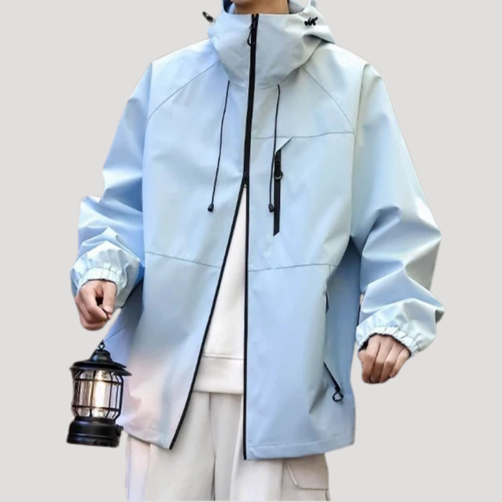Men's Rain Jacket Hooded Windbreaker Zip Up Outdoor Hiking