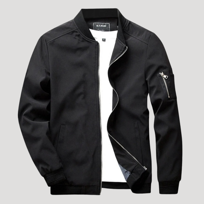 Men's Bomber Jacket Lightweight Casual Zip Up Stand Collar Outerwear