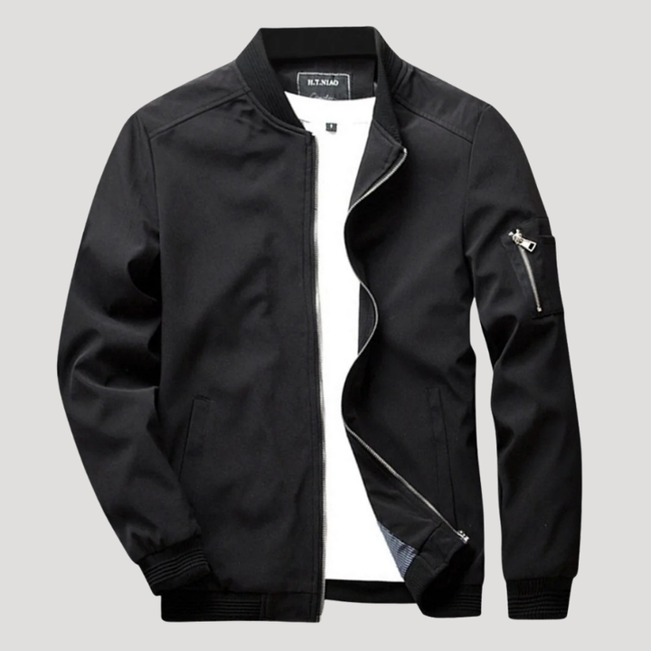 Men's Bomber Jacket Lightweight Casual Zip Up Stand Collar Outerwear