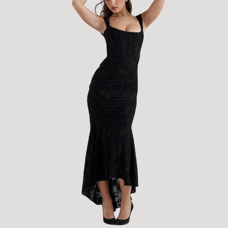 Women's Party Dress Lace Ruched Mermaid Midi Off Shoulder