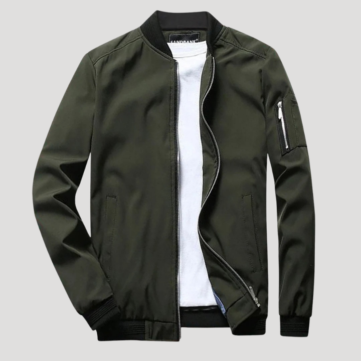 Men's Bomber Jacket Lightweight Casual Zip Up Stand Collar Outerwear