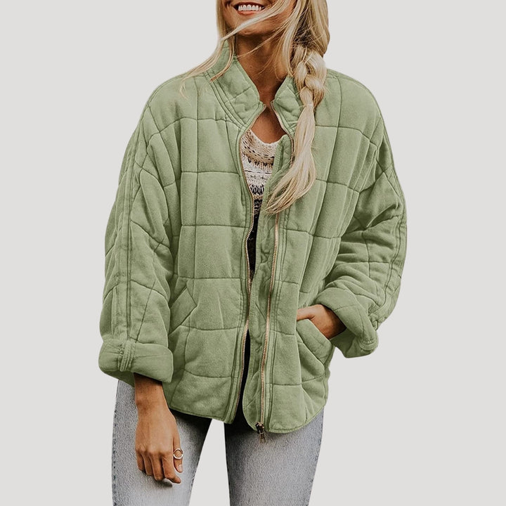 Women's spring quilted oversize short transitional jacket