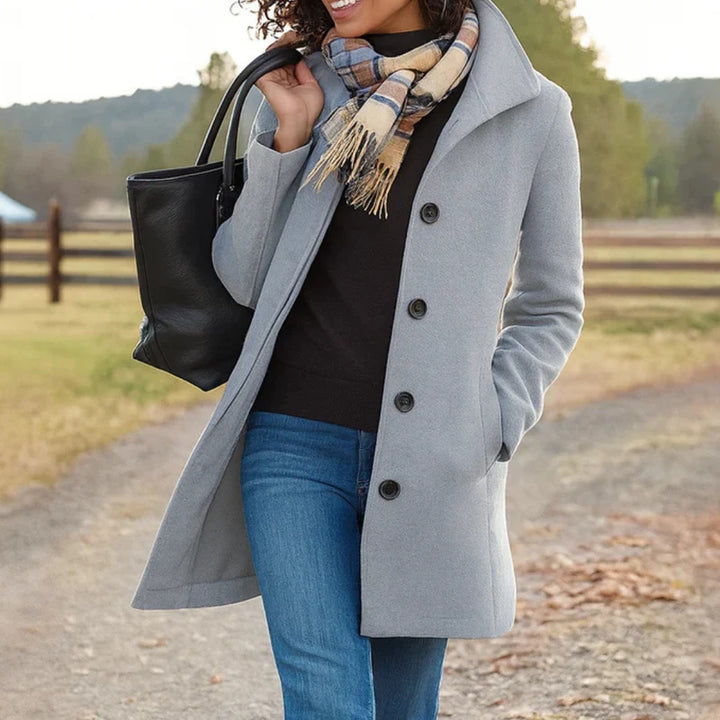 Wool Trench Coat with Button Front