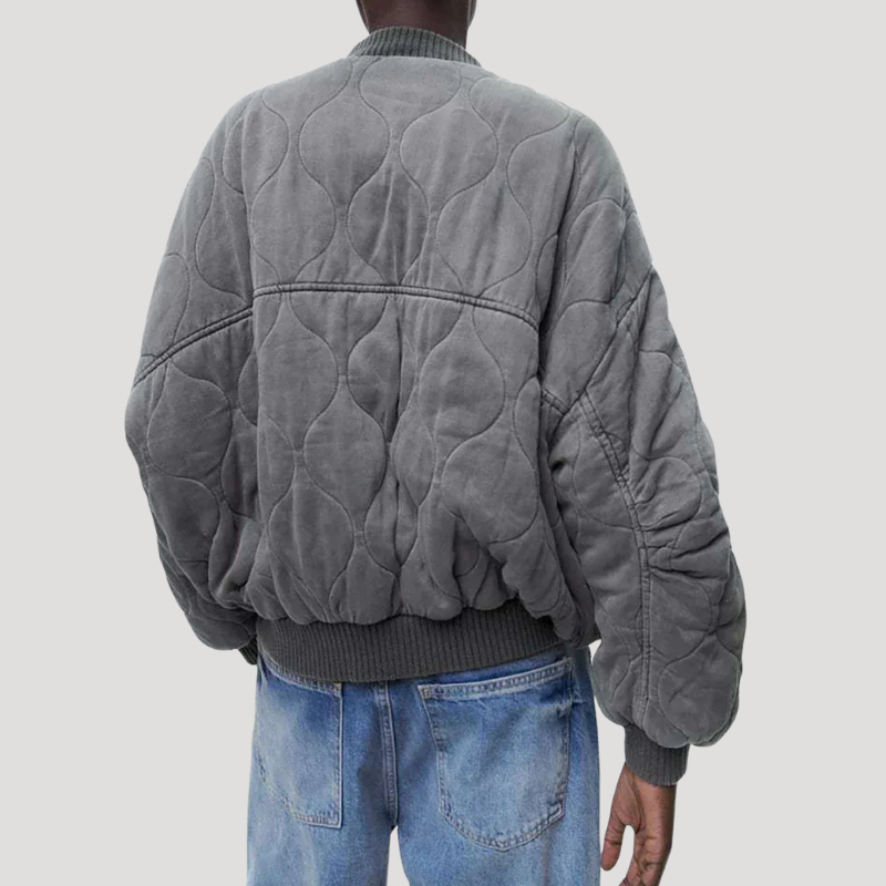 Women's Quilted Bomber Jacket Lightweight Button Casual