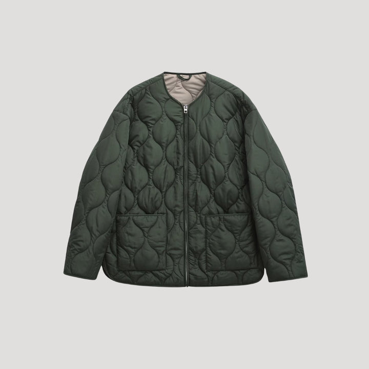 Women's short quilted spring jacket with zipper