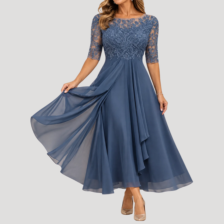 Women’s Embroidered Lace Party Dress Maxi A Line