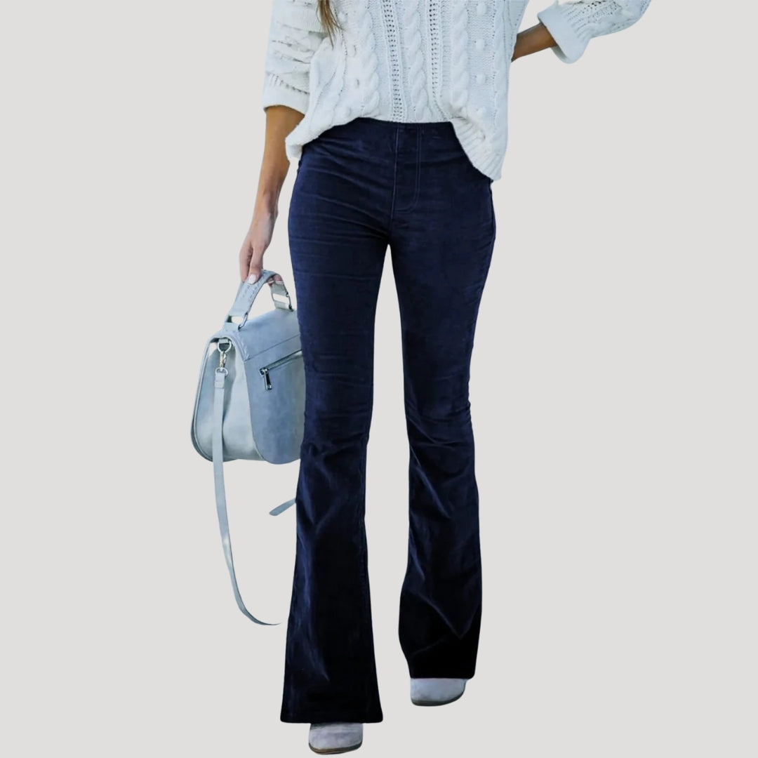 Damska spodnie sztruksowe z wysokim stanem dzwony