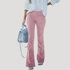 Damska spodnie sztruksowe z wysokim stanem dzwony