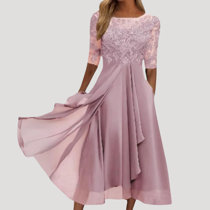 Women’s Embroidered Lace Party Dress Maxi A Line