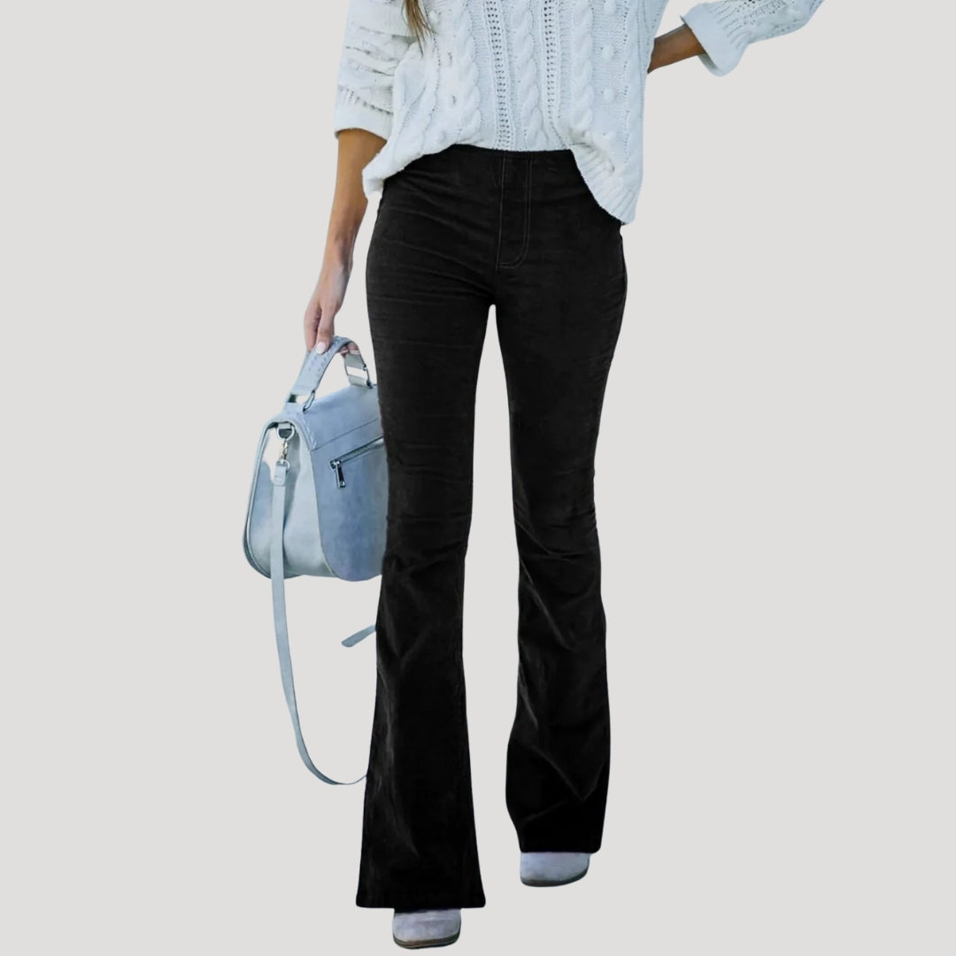 Damska spodnie sztruksowe z wysokim stanem dzwony