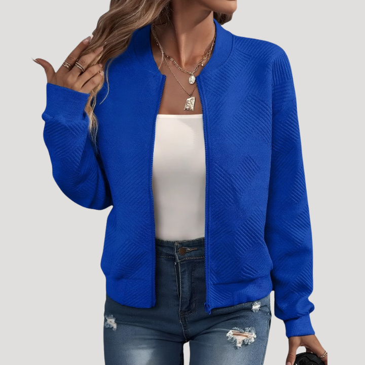 Women's Bomber Jacket Knitted Lightweight Casual Zip Up