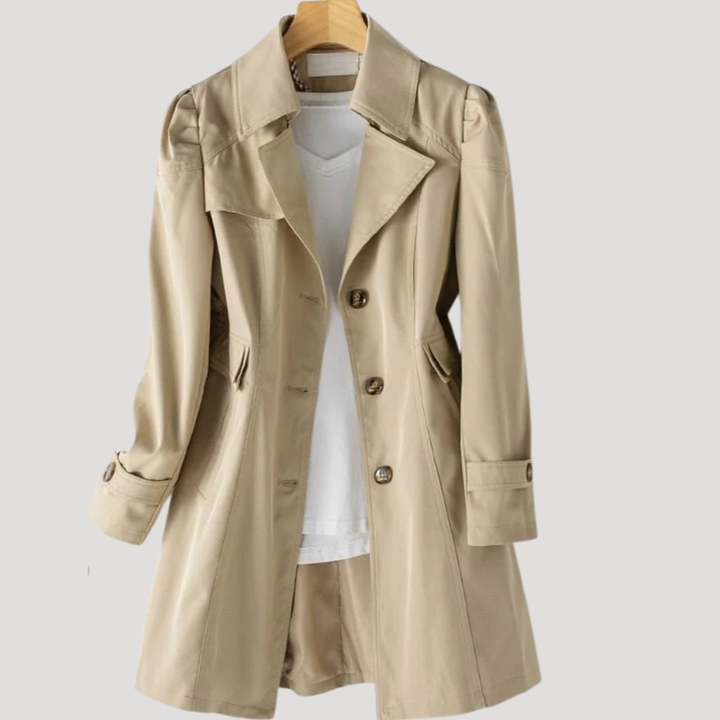 Women's Blazer Trench Coat Long Sleeve Casual Lapel Button