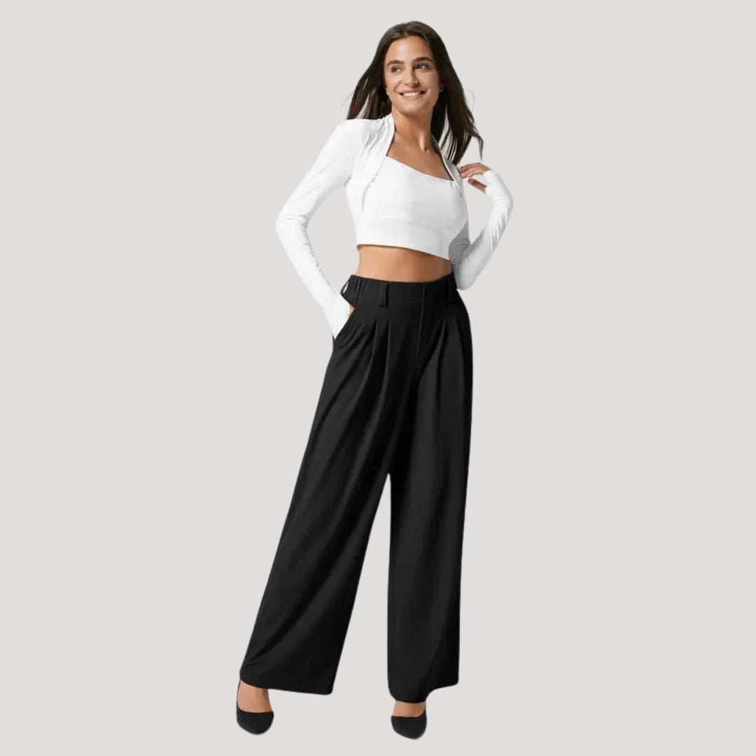 Women's Trousers Wide Leg Pants High Waisted Pleated Dress