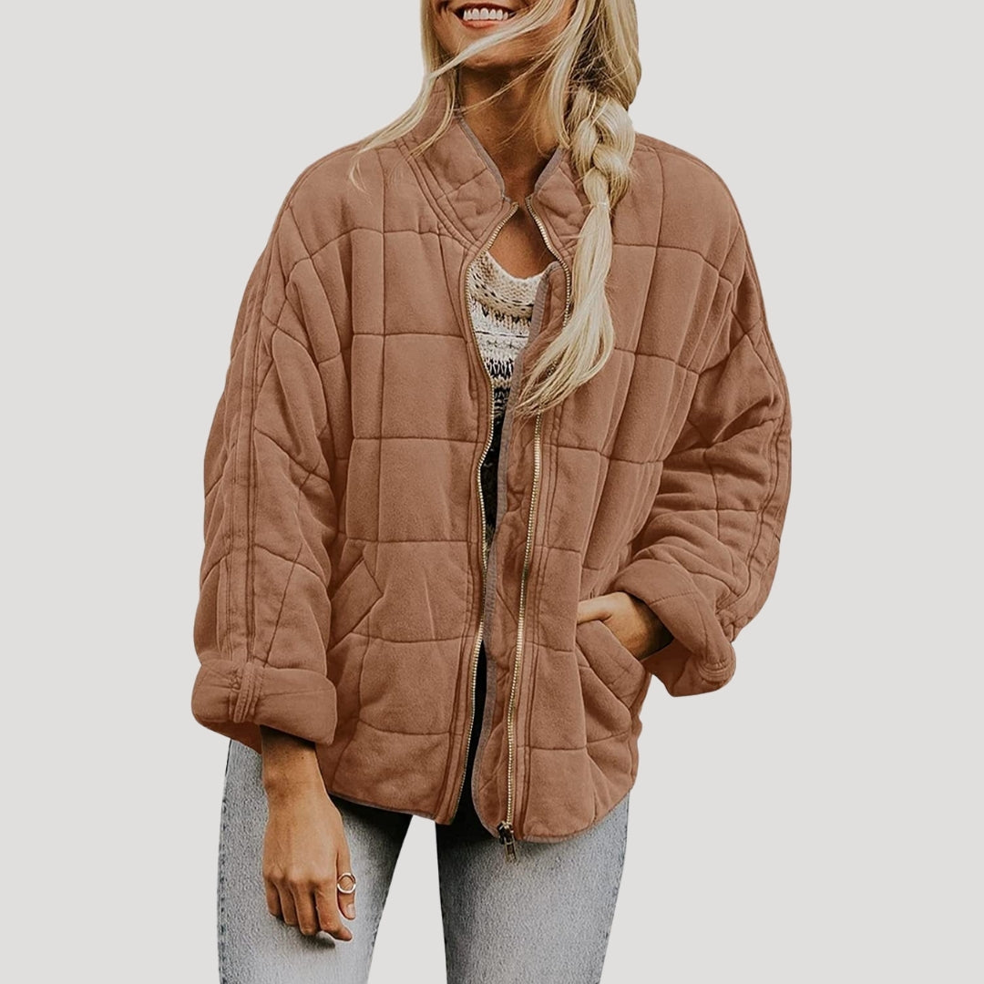 Women's spring quilted oversize short transitional jacket