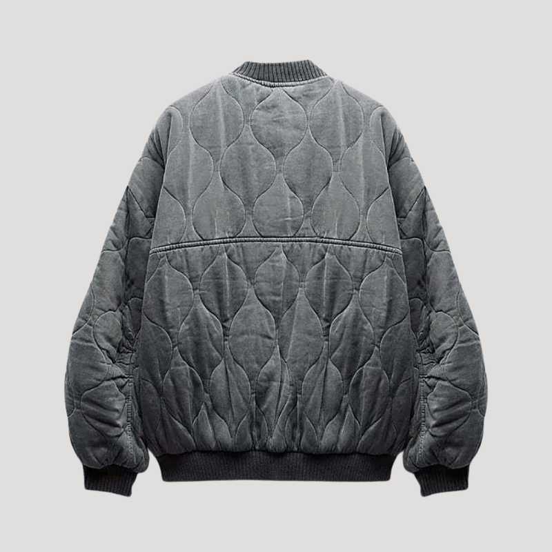 Women's Quilted Bomber Jacket Lightweight Button Casual
