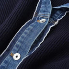 Damska granatowa kardigan sweter z guzikami i kołnierzem