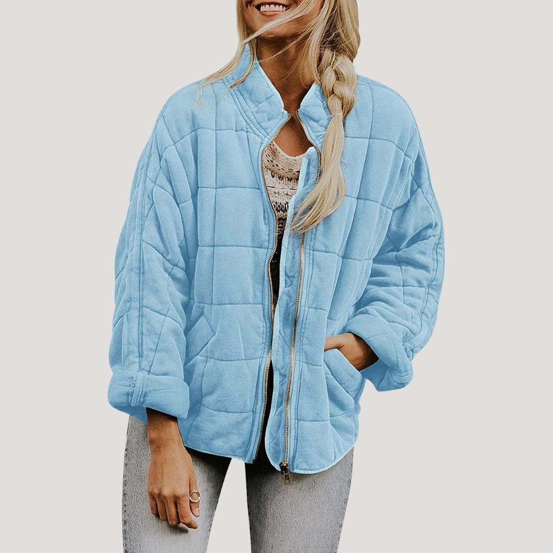 Women's spring quilted oversize short transitional jacket