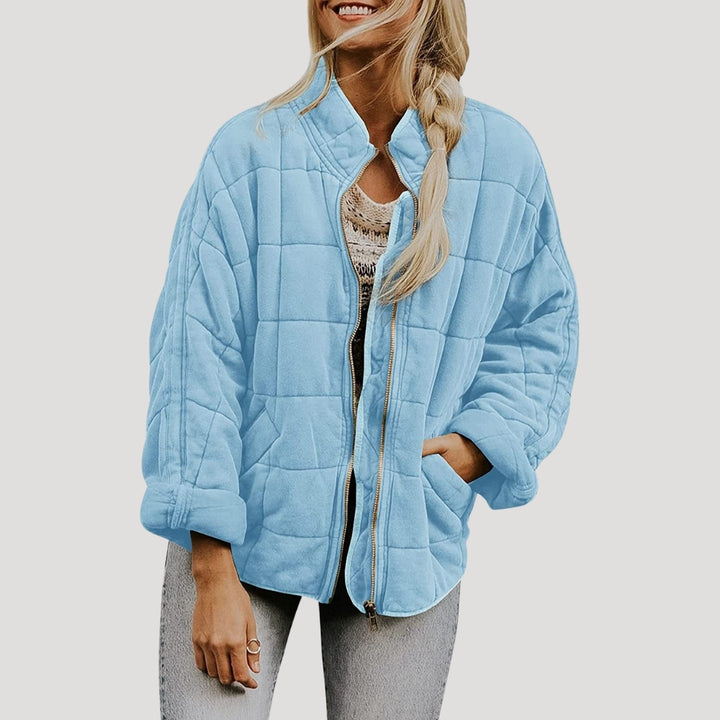 Women's spring quilted oversize short transitional jacket