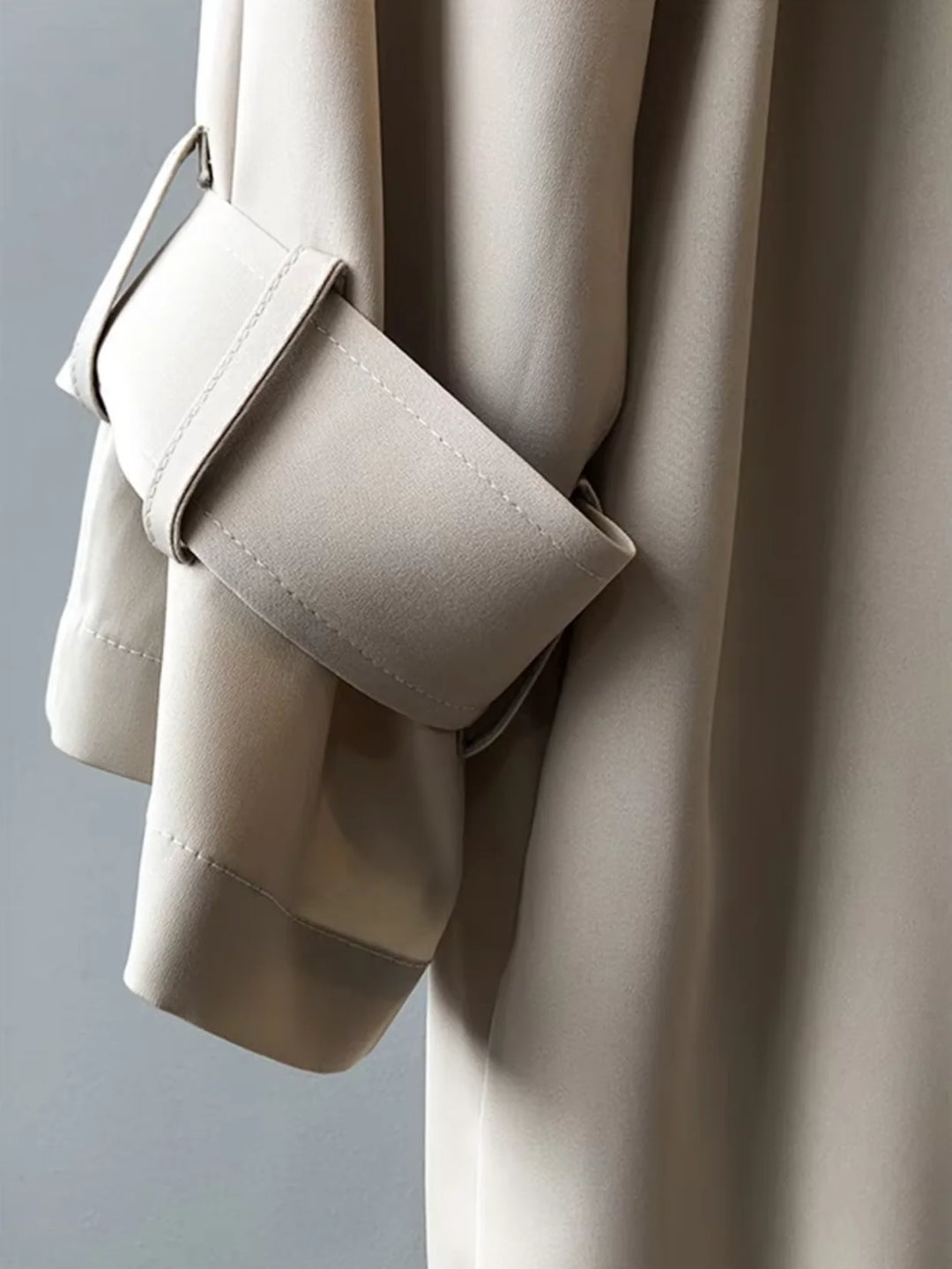 Oversized Double-Breasted Trench Coat with Notch Collar