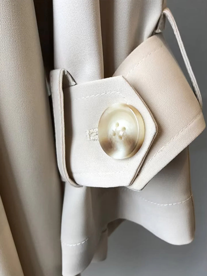 Oversized Double-Breasted Trench Coat with Notch Collar