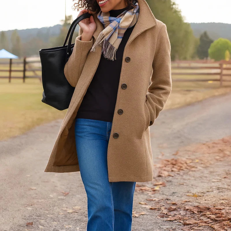 Wool Trench Coat with Button Front