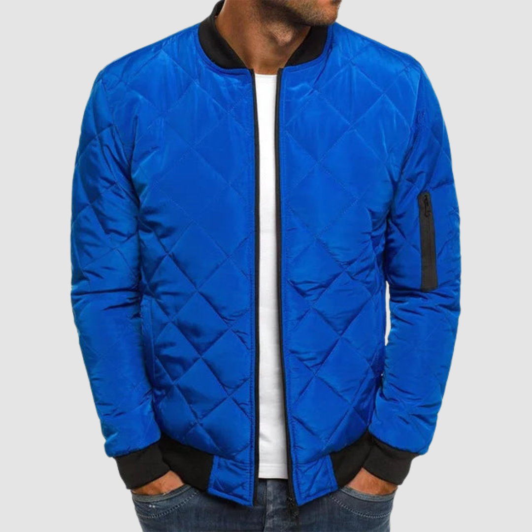 Men's Bomber Jacket Quilted Lightweight Casual Zip Up Outerwear