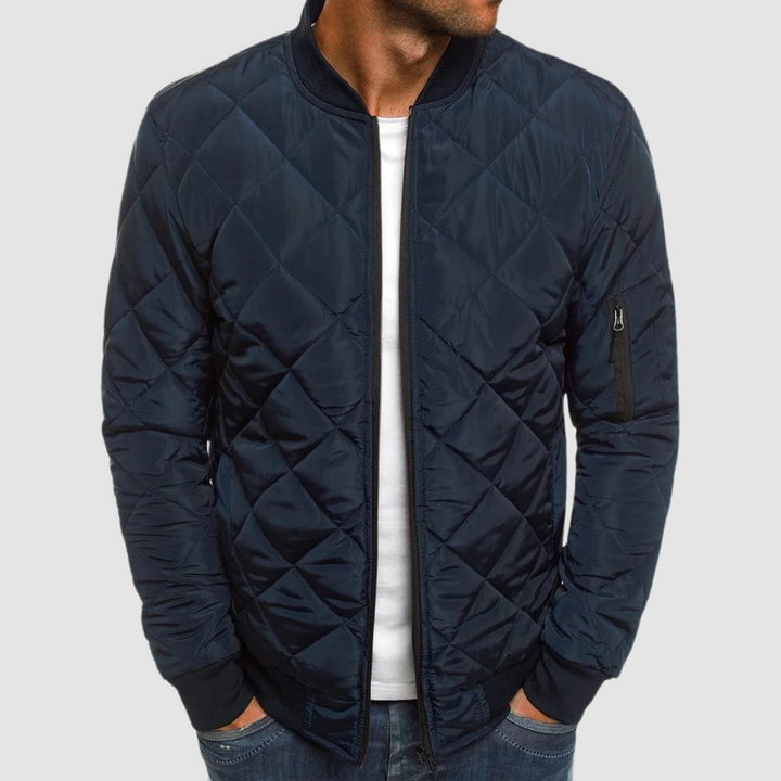 Men's Bomber Jacket Quilted Lightweight Casual Zip Up Outerwear