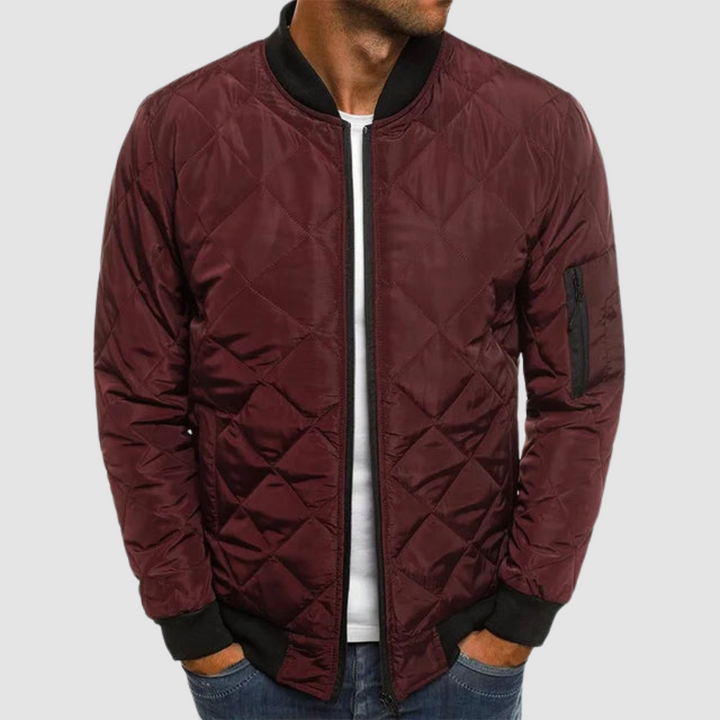 Men's Bomber Jacket Quilted Lightweight Casual Zip Up Outerwear
