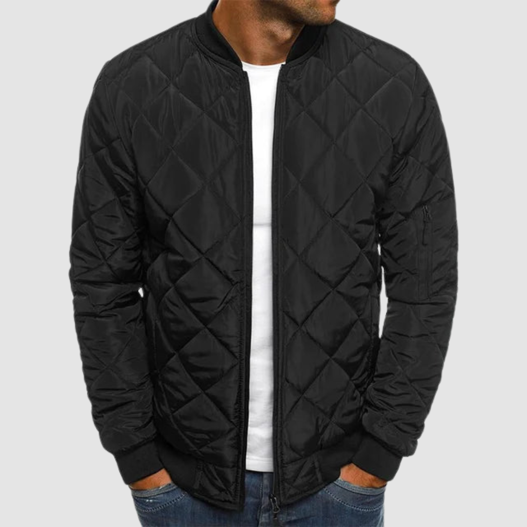Men's Bomber Jacket Quilted Lightweight Casual Zip Up Outerwear