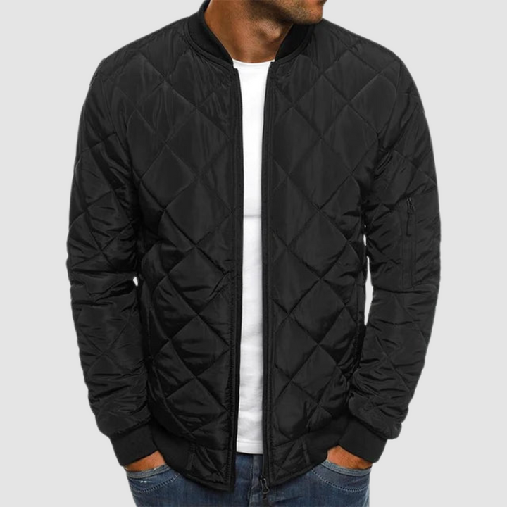 Men's Bomber Jacket Quilted Lightweight Casual Zip Up Outerwear