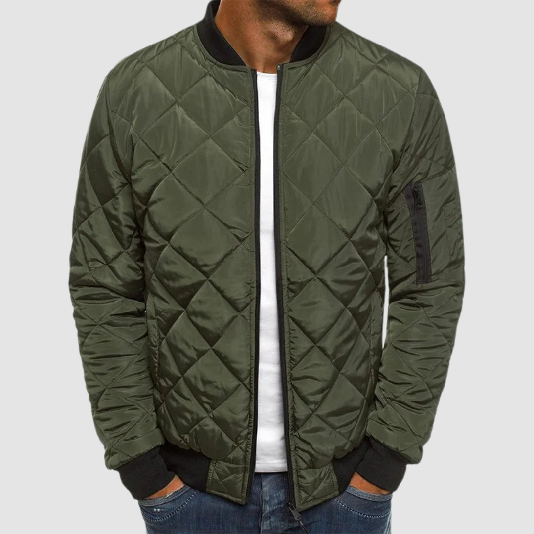 Men's Bomber Jacket Quilted Lightweight Casual Zip Up Outerwear