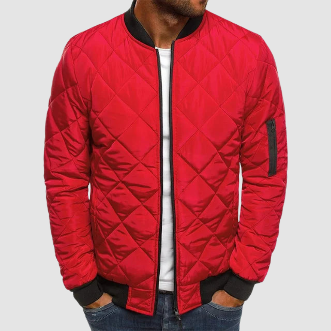 Men's Bomber Jacket Quilted Lightweight Casual Zip Up Outerwear