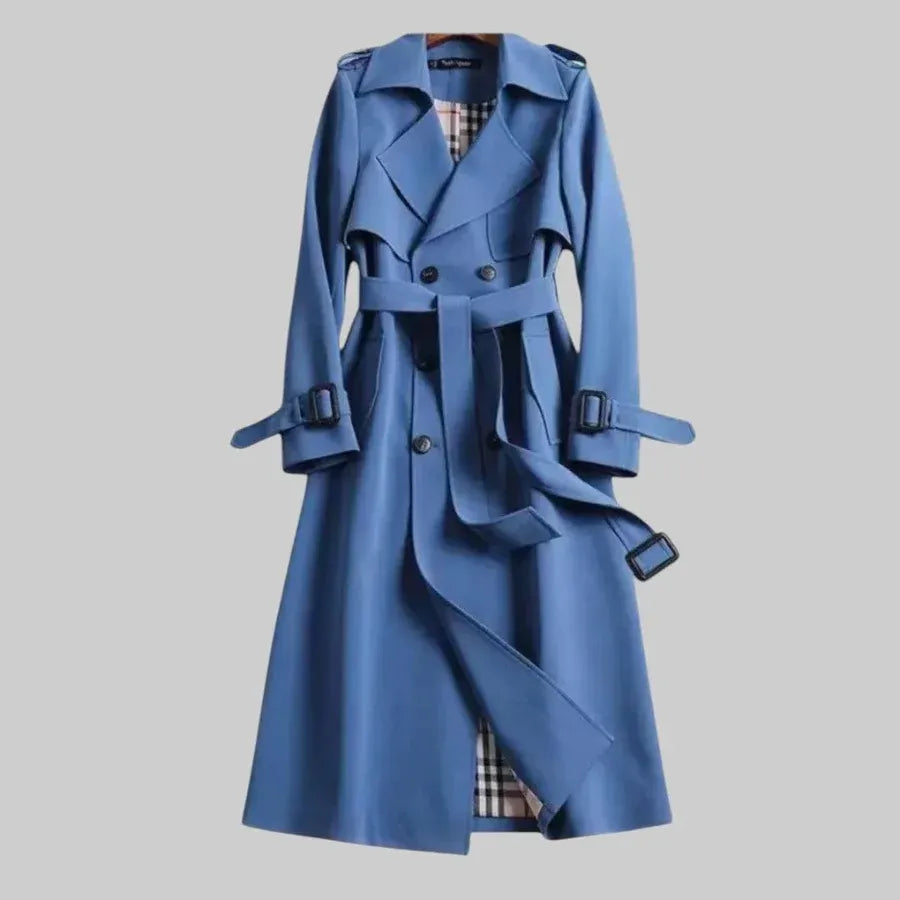 Women’s Trench Coat Double Breasted Belted Waist Long Sleeve