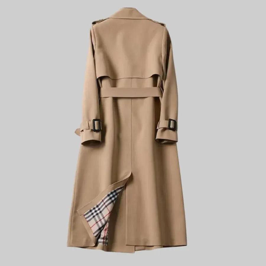 Women’s Trench Coat Double Breasted Belted Waist Long Sleeve